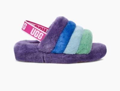 UGG Pride Fluff Yeah Slide Mens Slippers Pride Multicolor Purple - AU 974PN